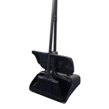 Upright Windproof Lobby Angle Broom with Dustpan, 30" Length Metal Handle, Black